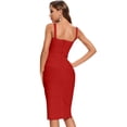 thumbnail image 2 of BEAUKEY Women's Sexy Elastic Cross Spaghetti Strap Rayon Knee Length Bodycon Dress Red, 2 of 3