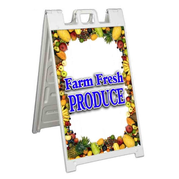 Farm Fresh Produce (24" X 36") Standard A-Frame Signicade, Includes Decal Applied To Stand