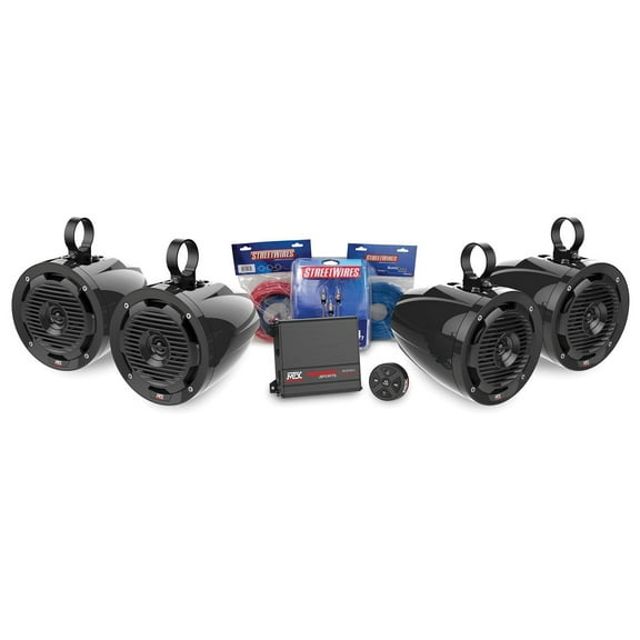 MTX UNI-2-MUDBTRC UTV Audio Kit-Amplifier 4 Roll Cage Speakers Bluetooth Control