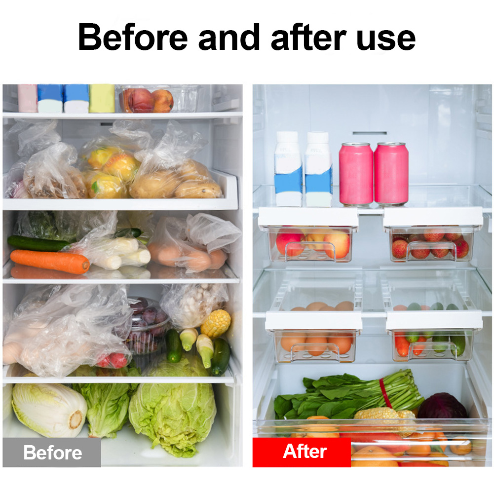 Vegetable Shelf Holder Fits Most Fridges Egg Fruit Vegetable Drawer Refrigerator Storage Box Wood.L Fridge Egg Drawer Organizer Retractable Kitchen Fridge Organisers Keep Fridge Tidy