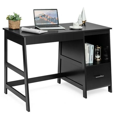UPC: 6513570001468 | Gymax 47.5   Computer Desk Trestle Desk Writing Study Workstation w/ 2 Drawers