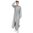 thumbnail image 5 of TOPCHANCES Womens Flannel Hooded Long Robe, Winter Thick Warm Bathrobes with Pockets & Zipper, (Light Gray, M), 5 of 8
