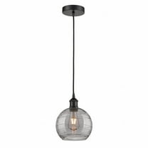 616-1P-BK-G1213-8SM-Innovations Lighting-Athens Deco Swirl - 1 Light Mini Pendant In Industrial Style-10.75 Inches Tall and 8 Inches Wide-Matte Black