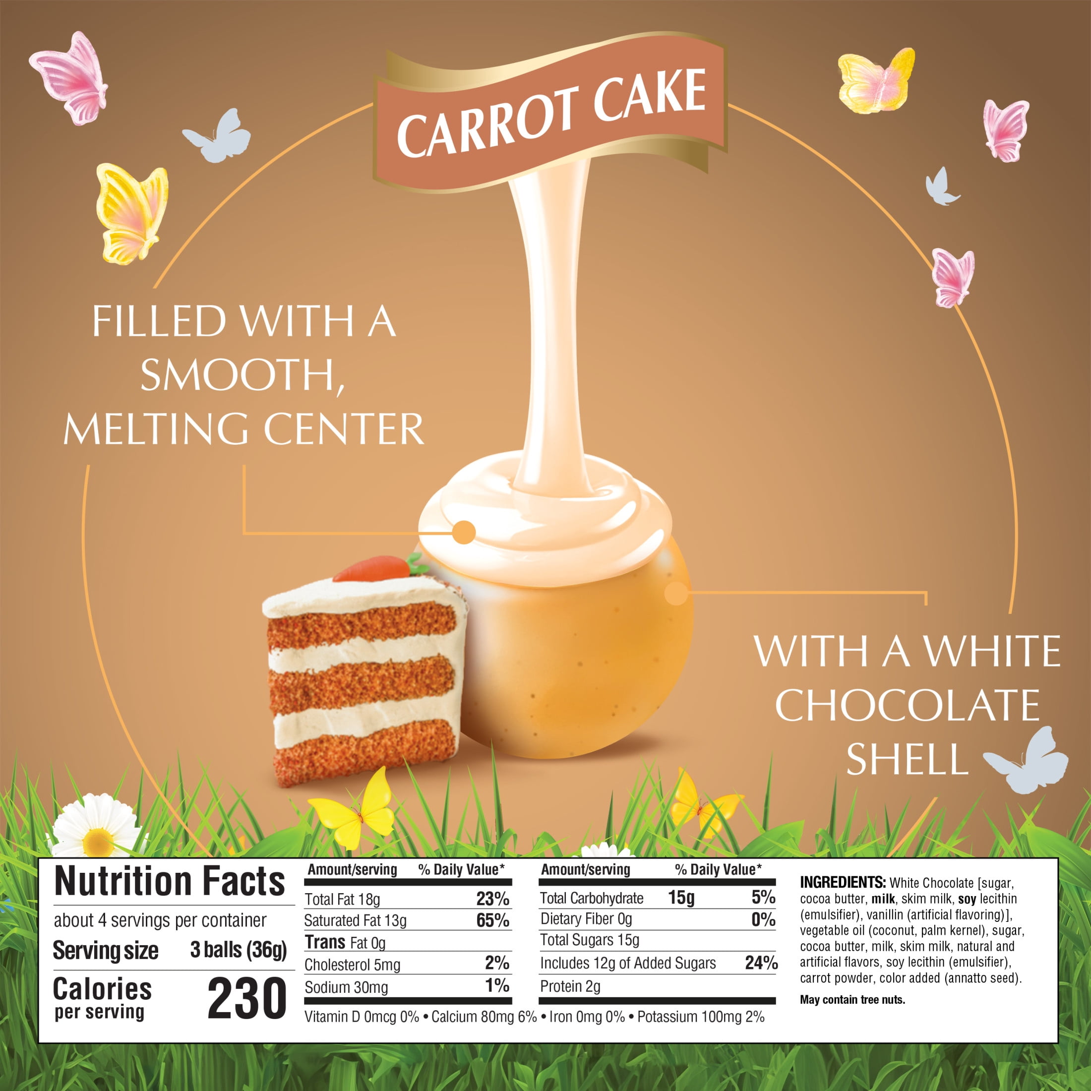 Lindt LINDOR Easter Carrot Cake White Chocolate Candy Truffles with Carrot Cake Flavor, 5.1 oz. Bag