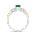 thumbnail image 2 of ANGARA Natural Emerald and Diamond Twisted Vine Engagement Ring in 14K White & Yellow Gold for Women (Size-6mm) | May Birthstone, Birthday, Anniversary, Jewelry Gift for Women | Natural Emerald Ring, 2 of 10
