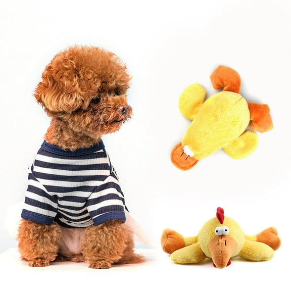 ELAYARD Cute Yellow Chicken Plush Toy for Pets, Chew and Play with Sound Effect, 1 Piece