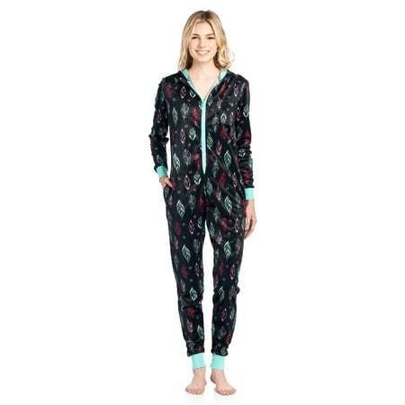 

Ashford & Brooks Women s Fleece Hooded One Piece Pajama Union Jumpsuit