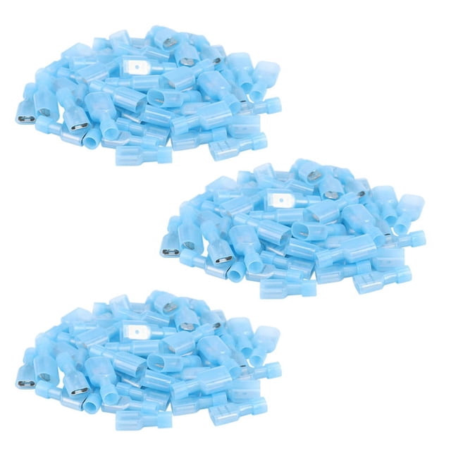 150 piezas de conectores de terminales de cable totalmente aislados hembra y macho, conectores de pala de nailon azul