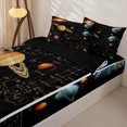 thumbnail image 3 of Manfei Vintage Planets Zipper Twin Comforter Sets with Fitted Sheet and 2 Pillowcases,Celestial Math Notes Print Zipper Bedding Set,Black Brown,Black Reversible,4pcs, 3 of 8