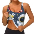 thumbnail image 4 of Lsque Astronaut And Space Printed Women'S Sports Bra, Compression, Moisture Wicking, High-Impact Sports Bra For Women,Supportive sports bra-Large, 4 of 9