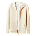 thumbnail image 6 of Fleece Hoodies for Men Zip Up Sweatshirt Fleece Jackets Beige XXXXL, 6 of 6