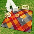 thumbnail image 6 of Colored Grid Geometry Picnic Blanket Waterproof Outdoor Beach Blanket Hand-held Pad Suitable for Travel, Camping, Beach, Family Gatherings, 6 of 7
