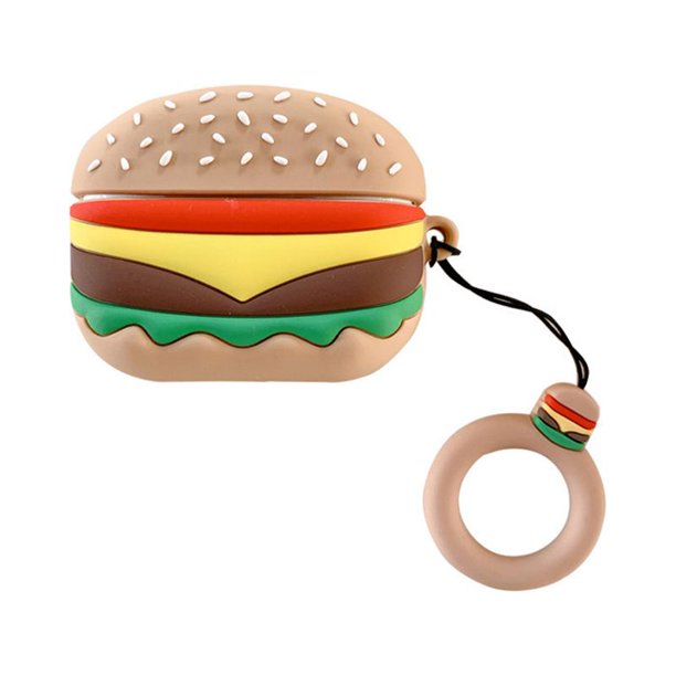 Funda Super Cute Burger AirPods, Mini Bolsa Protectora de Silicona Suave con Dibujos Animados 3D Cute Creative Airpods Pro 3 Funda con Soporte y Presilla para Dedo (Hamburguesa)-Burger-Airpods Pro 3 Sailing Electrónica