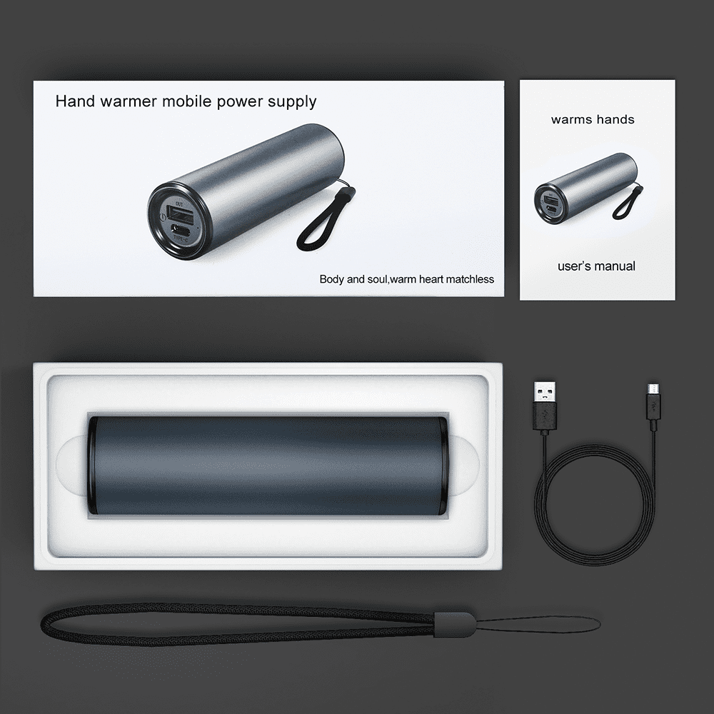 SkyGenius USB Rechargeable Hand Warmer Portable Hand Heater Power Bank, Gray