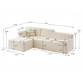 thumbnail image 3 of Aukfa 96" Modular Sectional Sofa, L-Shaped Cloud Couch with Left Facing Chaise, Corduroy 3-Seat Memory Foam Sofa for Living Room, White, 3 of 8