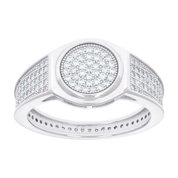 925 Sterling Silver Mens Cubic Zirconia Fashion Ring 12.6mm Wide Size 12 Ring for Men - 5.6 Grams