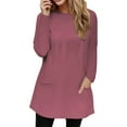 thumbnail image 2 of YEJIMAN Long Sleeve T-shirt, Pink Usa Shirts For Women, Full Size Pocketed Round Neck Long Sleeve T Shirt Women's Spring and Autumn Pocket Round Neck Long Sleeve T Shirt Casual Loose Top, Big & Tall, 2 of 5
