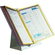Tarifold Desktop Reference System Desktop - 10 Panels - Wire-reinforced - Assorted Panel - Metal Base, Polyvinyl Chloride (PVC) Display Panel - 1 Each