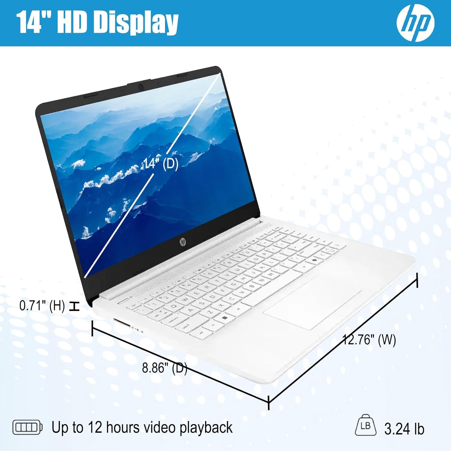 HP 14" Laptop for Student and Business,Intel Celeron N4500,4GB RAM,64GB eMMC,Intel UHD Graphics,1-Year Office 365,HD Webcam,WiFi 6,Windows 11 Home