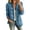 *Sky Blue, variant on Women's Stand Collar Ruff Trim Button Down Denim Jacket, Long Sleeve Casual Jean Coat Sky Blue,Women's Plus S