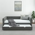 thumbnail image 4 of DeeHome Daybed with Trundle Velvet Upholstered Tufted Sofa Bed, with Button and Copper Nail onSquare Arms,Full Daybed & Twin Trundle- For Bedroom, Living Room, Guest Room,(83"x57"x26"), 4 of 9