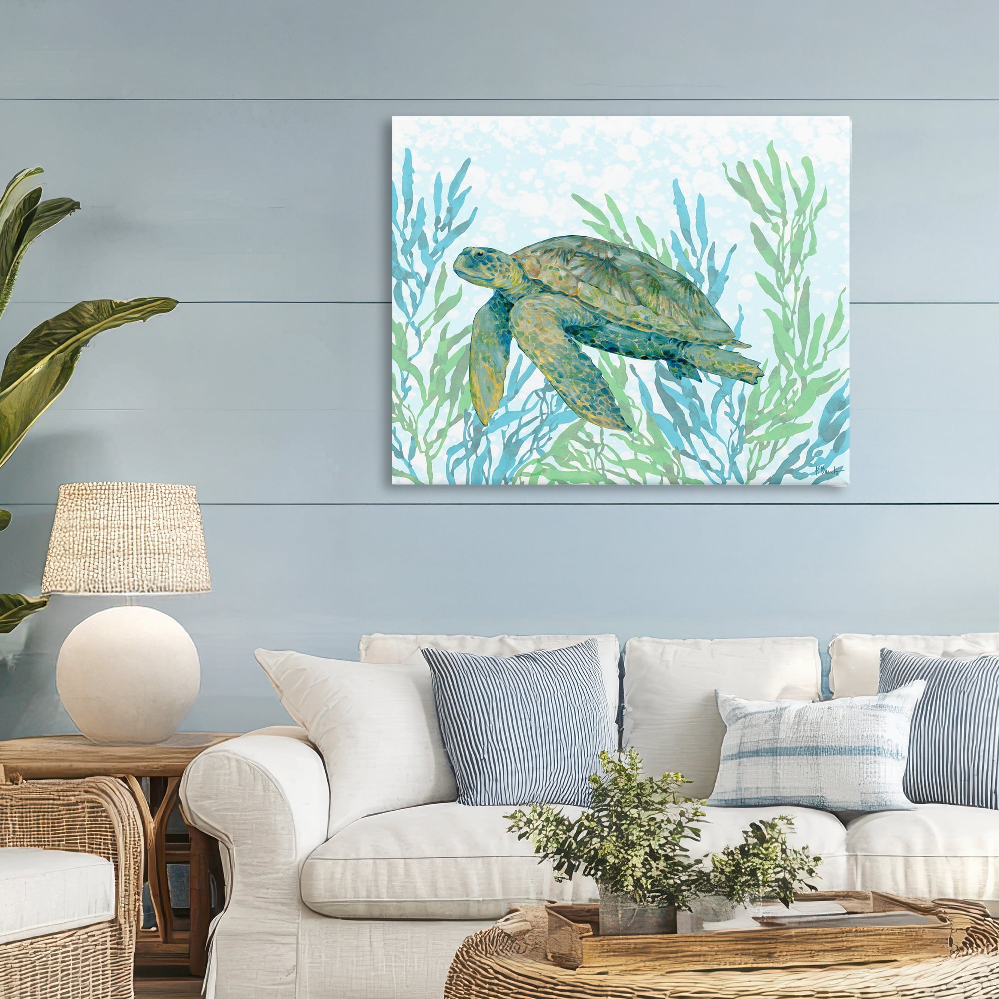 Stupell Industries Tasman Turtle in Seagrass Canvas Wall Art, design by Paul Brent