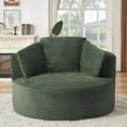 thumbnail image 2 of Muumblus 48.8" Oversized Accent Barrel Chair, Fluffy Round Lazy Sofa Chair for Adults, No Assembly Required, Green Corduroy, 2 of 9
