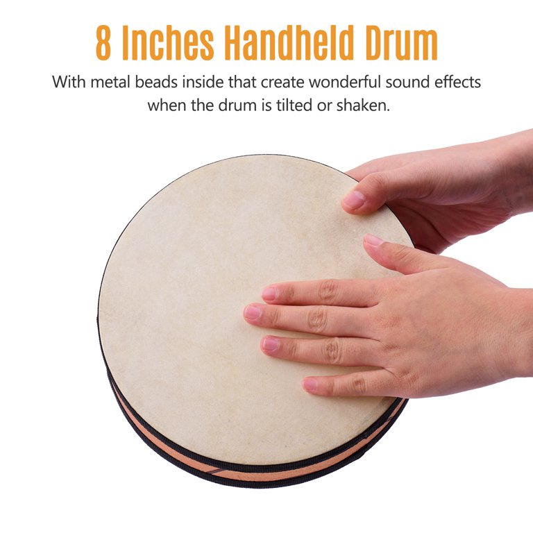 8 Inch Ocean Drum Wooden Handheld Sea Drum Percussion Instrument Gentle Sea  Sound Musical Toy Gift for Kids