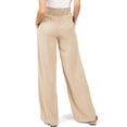 thumbnail image 3 of Love Tree Womens Smocked Waist Wide-Leg Tencel Summer Pants (Khaki, Large), 3 of 3