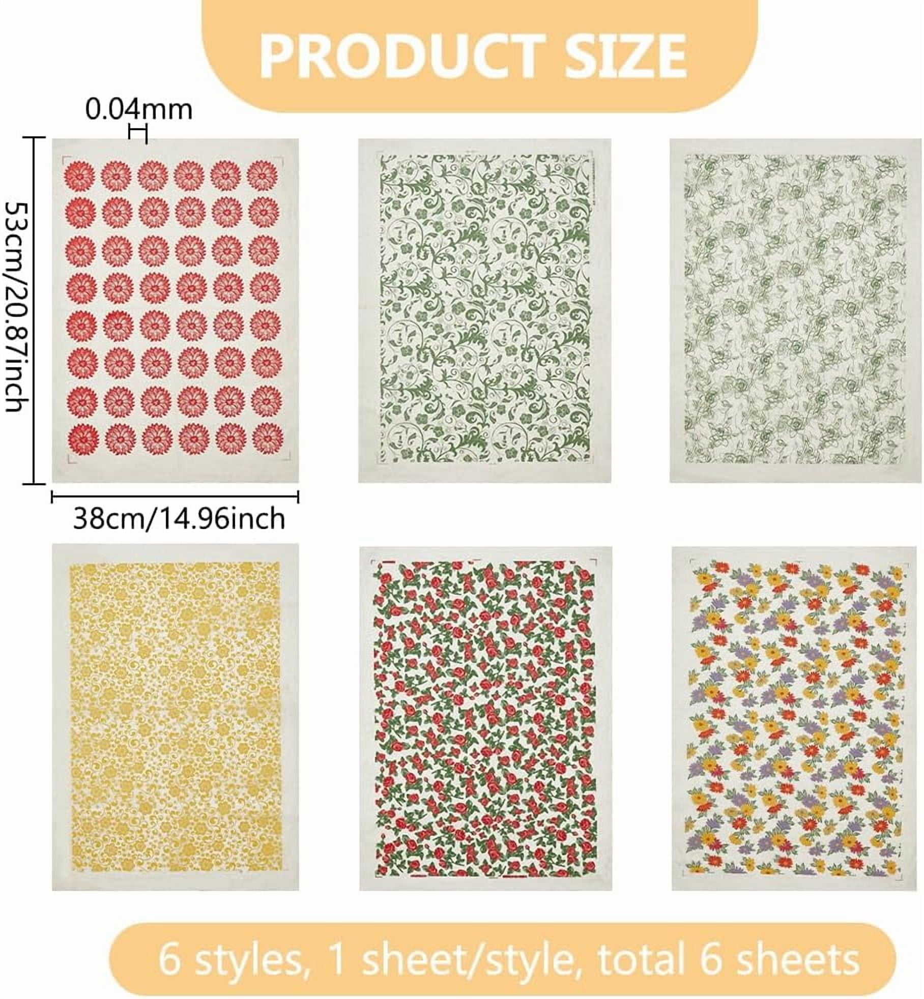 6 Styles Butterfly Flower Pattern Ceramic Decals Black Pottery Ceramics Clay Transfer Paper Underglaze Flower Paper for Pottery Enamel Decal 15x21 Inch