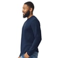 thumbnail image 3 of Gildan Softstyle Cotton with Long Sleeve T-Shirt, Crewneck Rib Collar Navy Tee, S, 3 of 4