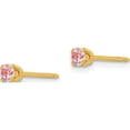 thumbnail image 2 of Fashion Inverness 24K Plated 3mm Pink Cz Post Earrings (3 X 3) Made In United States 39e, 2 of 5