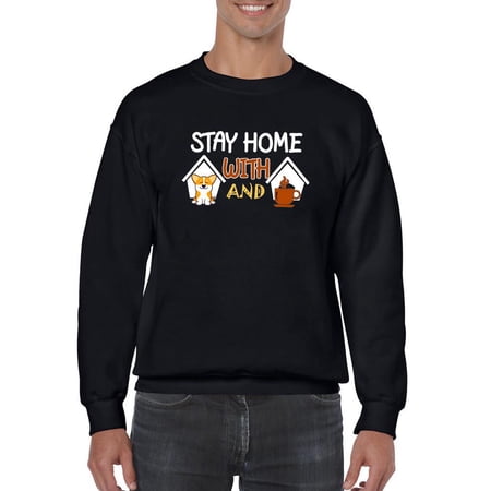 Stay Home Corgi And Coffee Sweatshirt Men -Image by Shutterstock Male Small