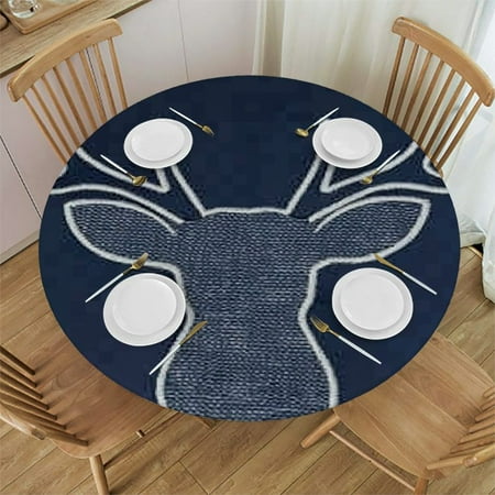 

BCIIG Deer Round Table Cover Stain Resistant Washable Indoor Outdoor Tablecloth Kitchen Dining Wedding Parties Waterproof Fabric 46 -50