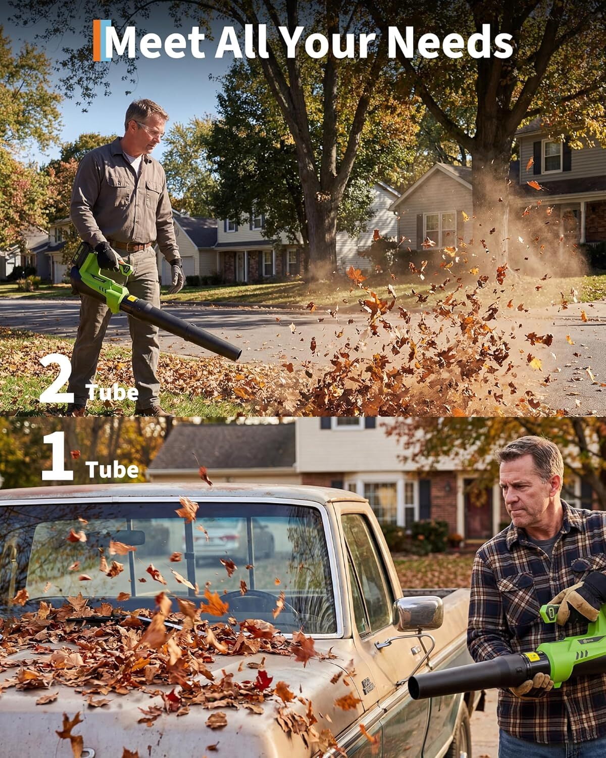 Garvee Battery Power Leaf Blower 550 CFM/130 MPH, 20V Portable Hand Blower with 6-Variable Speed for Lawn, Driveway, Sidewalk, Green & Black