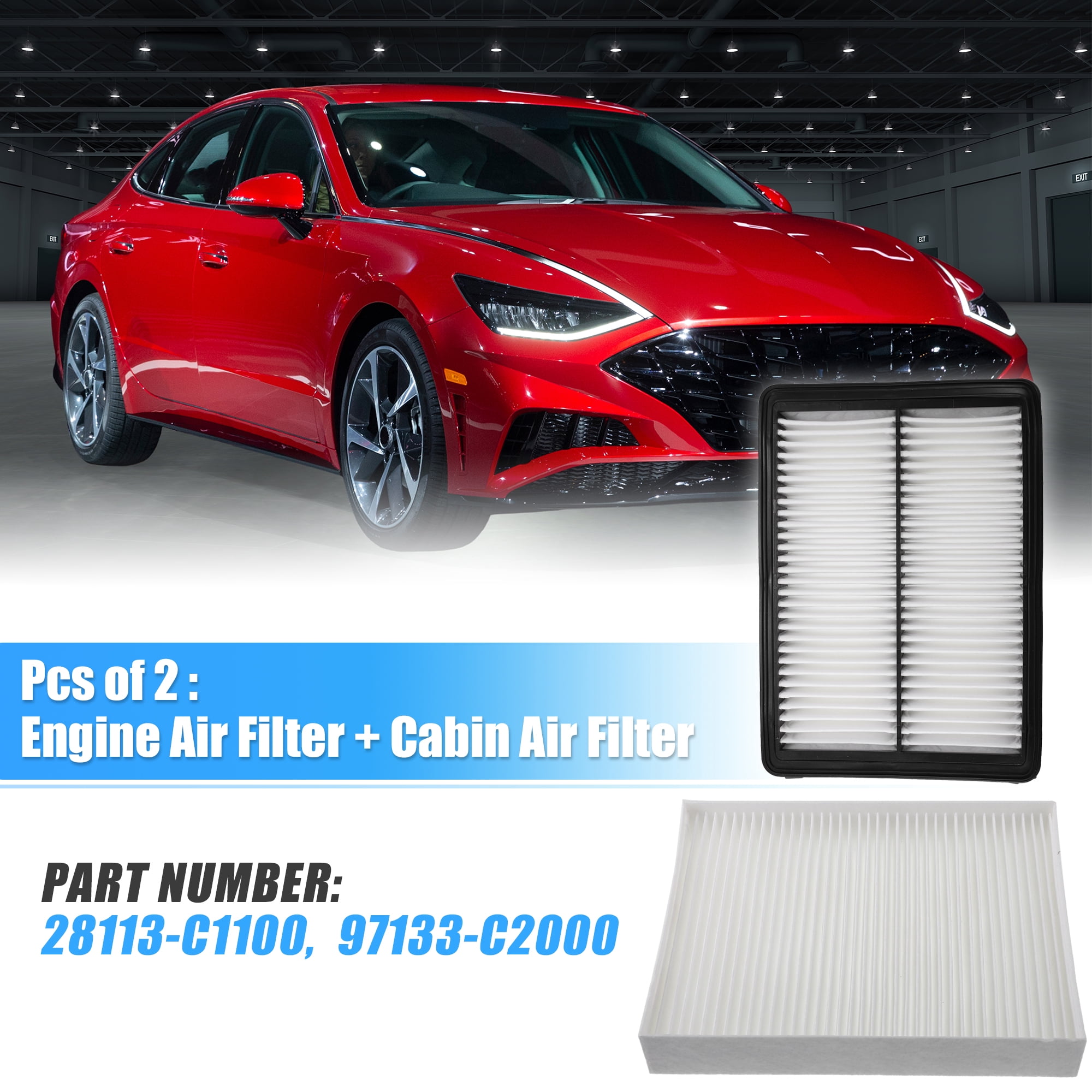 Unique Bargains Engine Air Filter and Cabin Filter for Hyundai Sonata 2015-2019