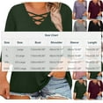 thumbnail image 2 of Lenpel Plus Size Tops for Women 3/4 Length Sleeve Criss Cross V Neck T Shirts Loose Tunic Blouses Soft Casual Tees(Green,X-Large), 2 of 6