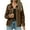 *Khaki, variant on Womens Faux Suede Jacket, Elegant Casual Fashion Slim Button Up Coat Green,Womens Plus S