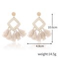 thumbnail image 5 of 5 pares de aretes largos con borlas, aretes colgantes bohemios hechos a mano para mujeres y niñas, aretes llamativos con cuentas hechos a mano, 5 of 5