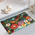 thumbnail image 1 of Floral Velvet Door Mat Luxe Wool Rug For Entryway And Bathroom Durable Dirt -, 1 of 6