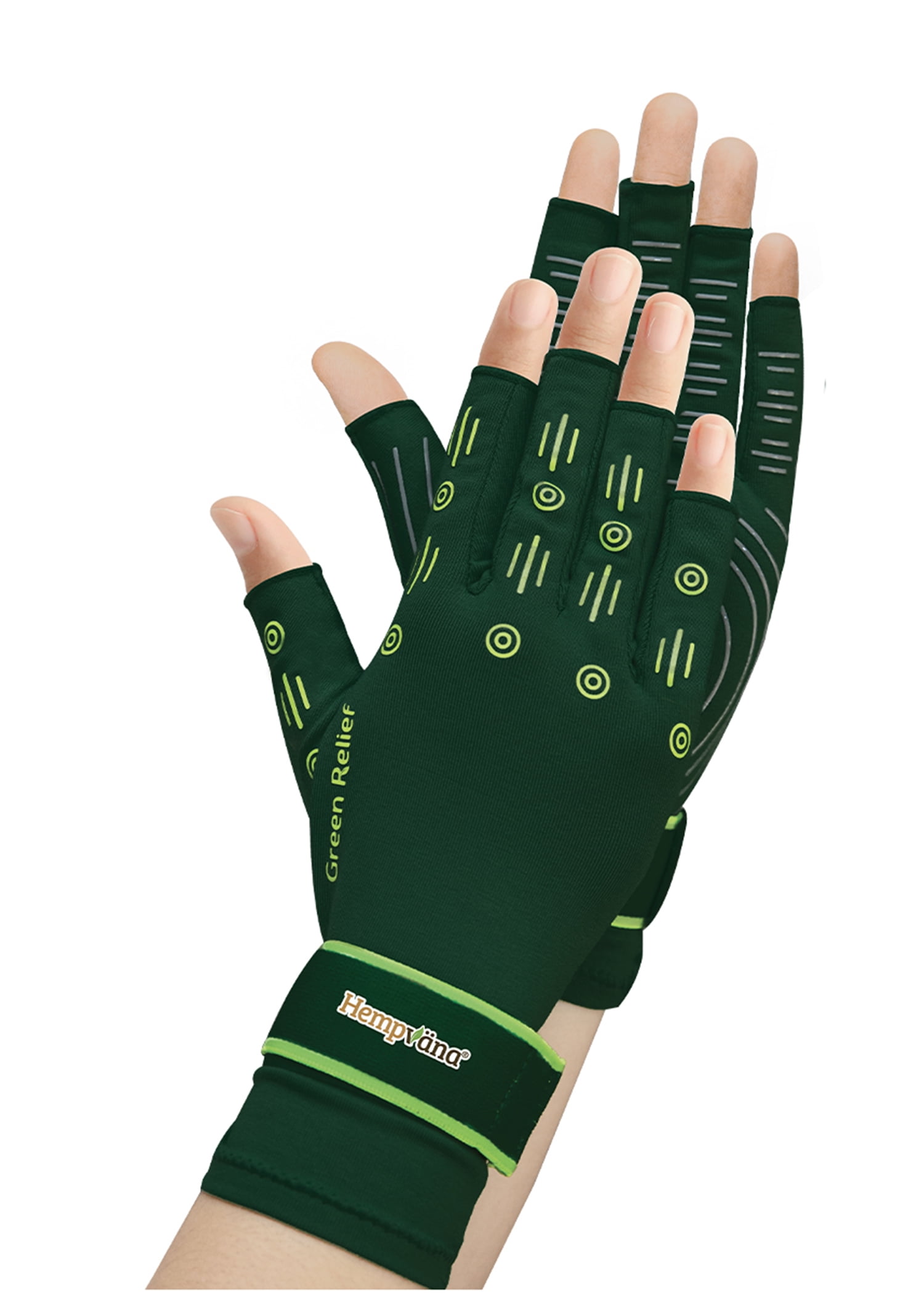 Hempvana Green Relief Arthritis Gloves, as Seen on TV, Relieves Pain & Swelling, SM/MD, Unisex