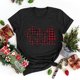 thumbnail image 3 of Gibobby Camisa navideña mujer Blusa de manga corta con cuello redondo y estampado navideño para mujer(Negro,G), 3 of 4
