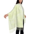 thumbnail image 3 of Women's Fashion Tassel Scarf, Green Line Texture Long Shawl, Lightweight and Warm, 3 of 9