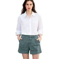 thumbnail image 2 of Nestiefly Women Linen Shorts Summer Casual Bermuda Short High Waisted Bermuda Shorts Dressy Wide Leg Short with Pockets Sky Blue L, 2 of 6