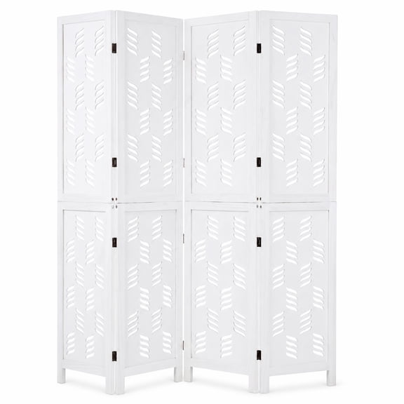 Giantex 5.5 FT Room Divider Folding Privacy Screen with Paulownia Wood Frame, White