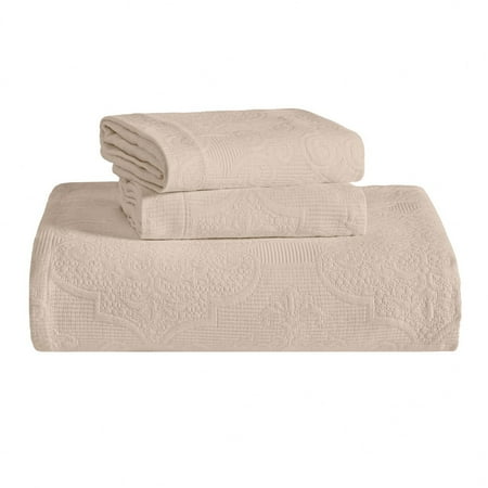 Superior 3-Piece Florin Cotton Matelasse Linen Bedspread Set, King