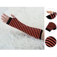 thumbnail image 2 of Unique Bargains Femmes Rayure Modèle Coude Longueur Bras Sans Doigts Chauffe-Gants Paire, 2 of 6