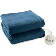 Sunbeam Warming Herringbone Blanket, Twin Denim
