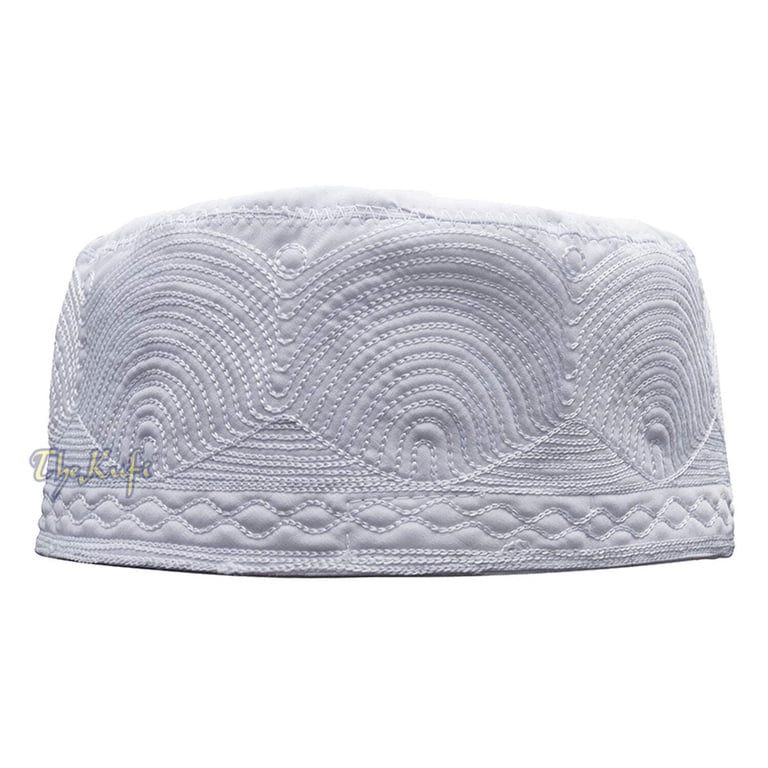 TheKufi® Beautiful Rigid White Muslim Islamic Kufi Hat Islamic Crown Skull Cap Peci TheKufi® Beautiful Rigid White Muslim Islamic Kufi Hat Islamic Crown Skull Cap Peci