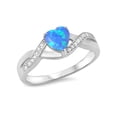 thumbnail image 2 of Infinity Heart Blue Simulated Opal and Cubic Zirconia Ring Sterling Silver Size 9, 2 of 4